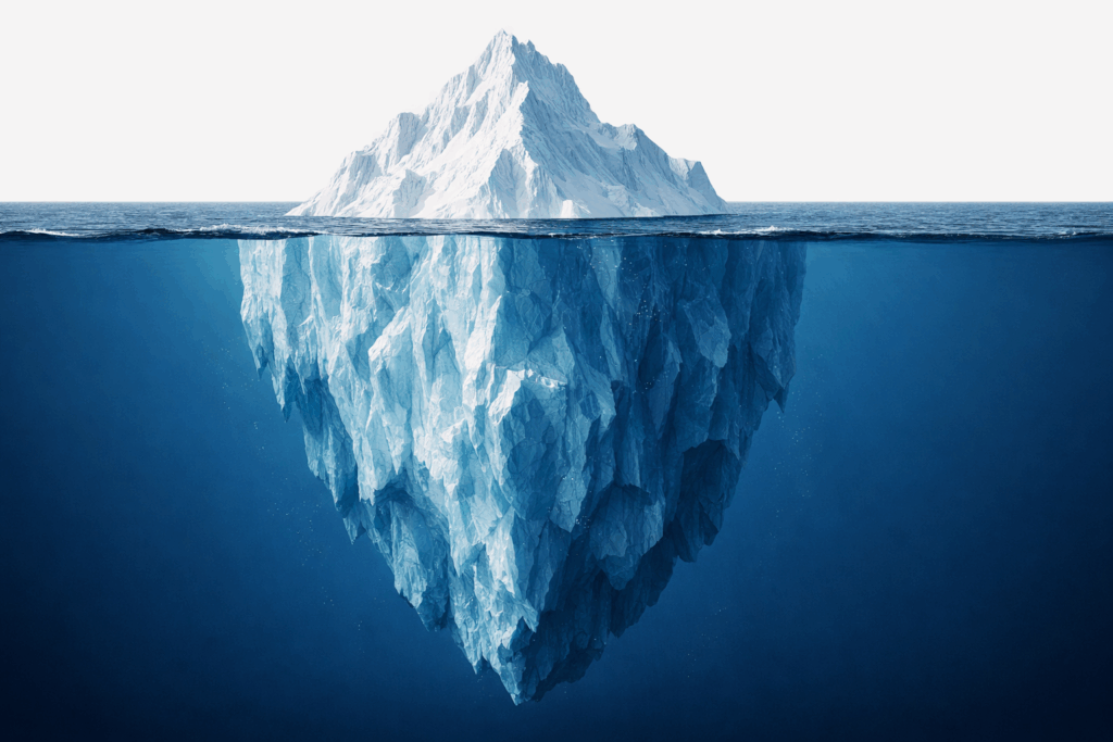 Iceberg representing hidden costs of employee distraction