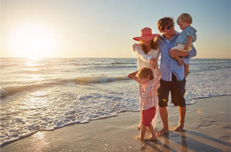 family on beach